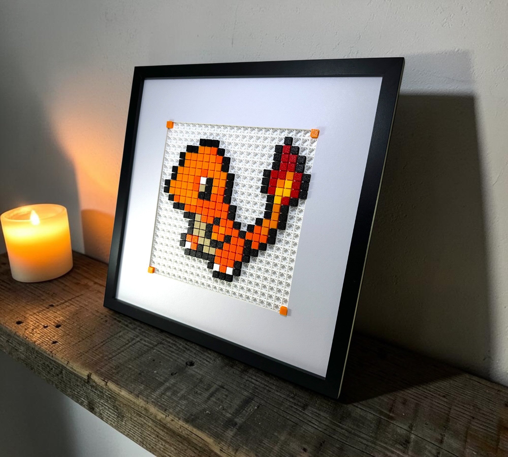 Charmander pixel art kit styled render