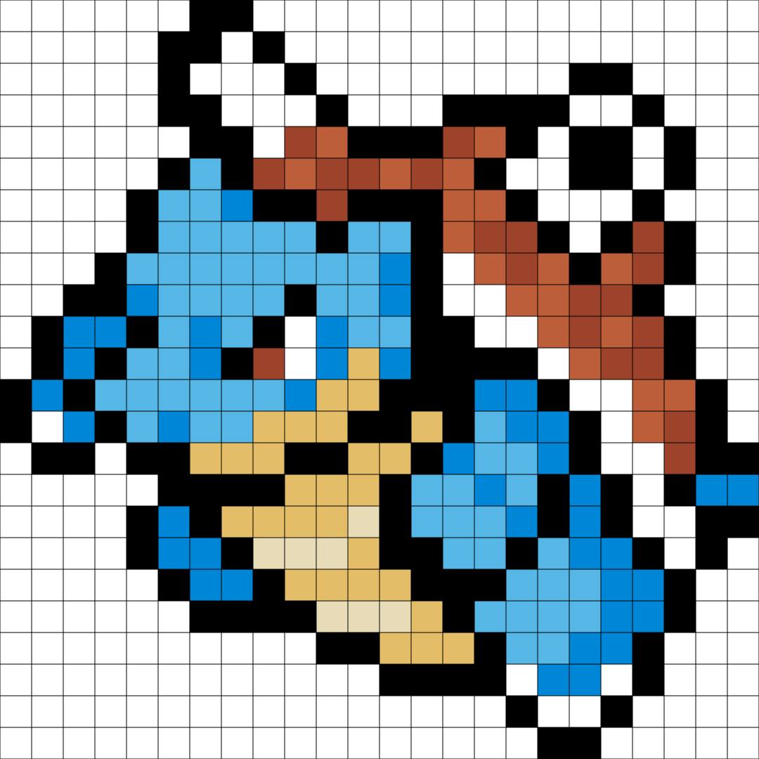 Blastoise Pixel Art Kit — Kit No. 9 build map