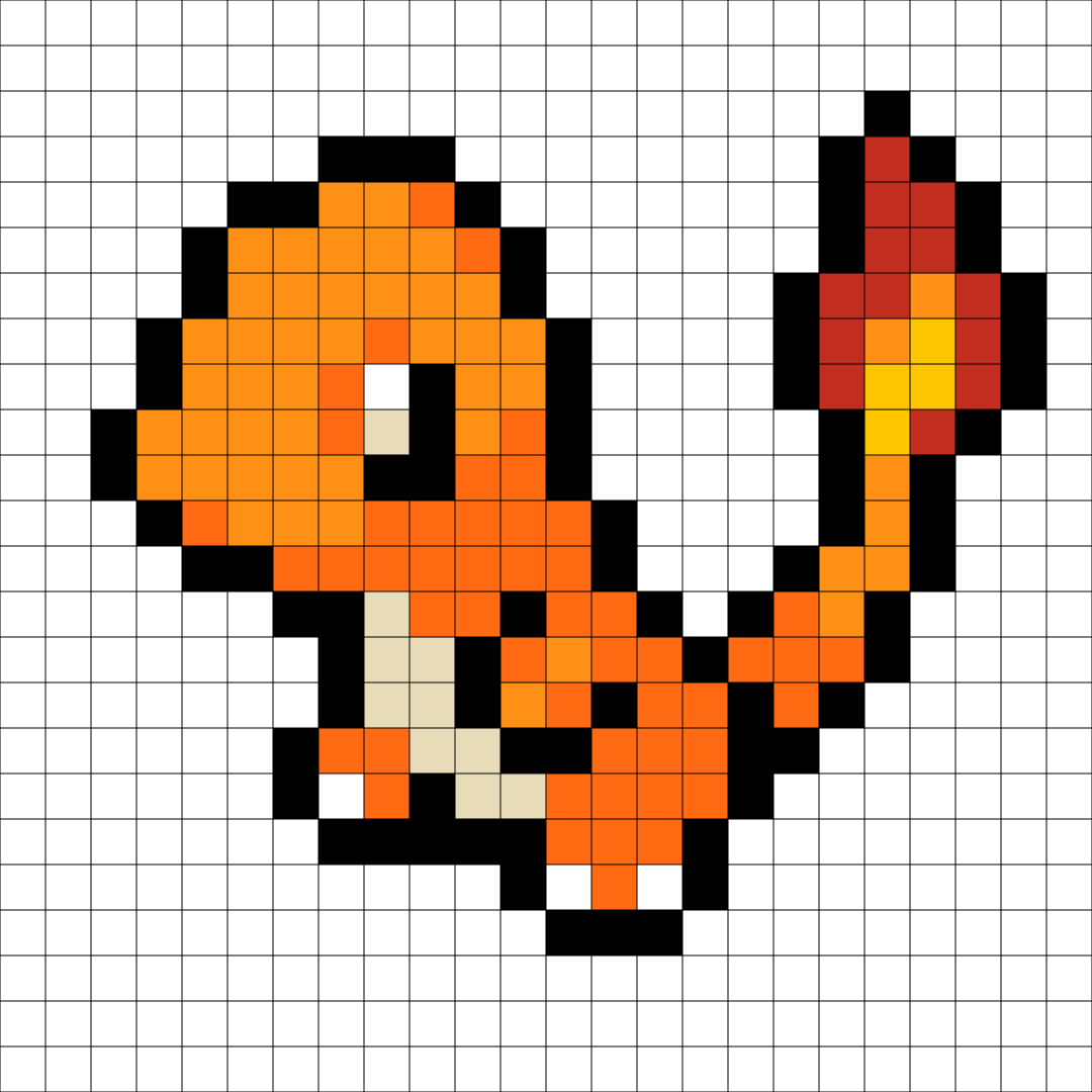 Charmander Pixel Art Kit — Kit No. 4 build map