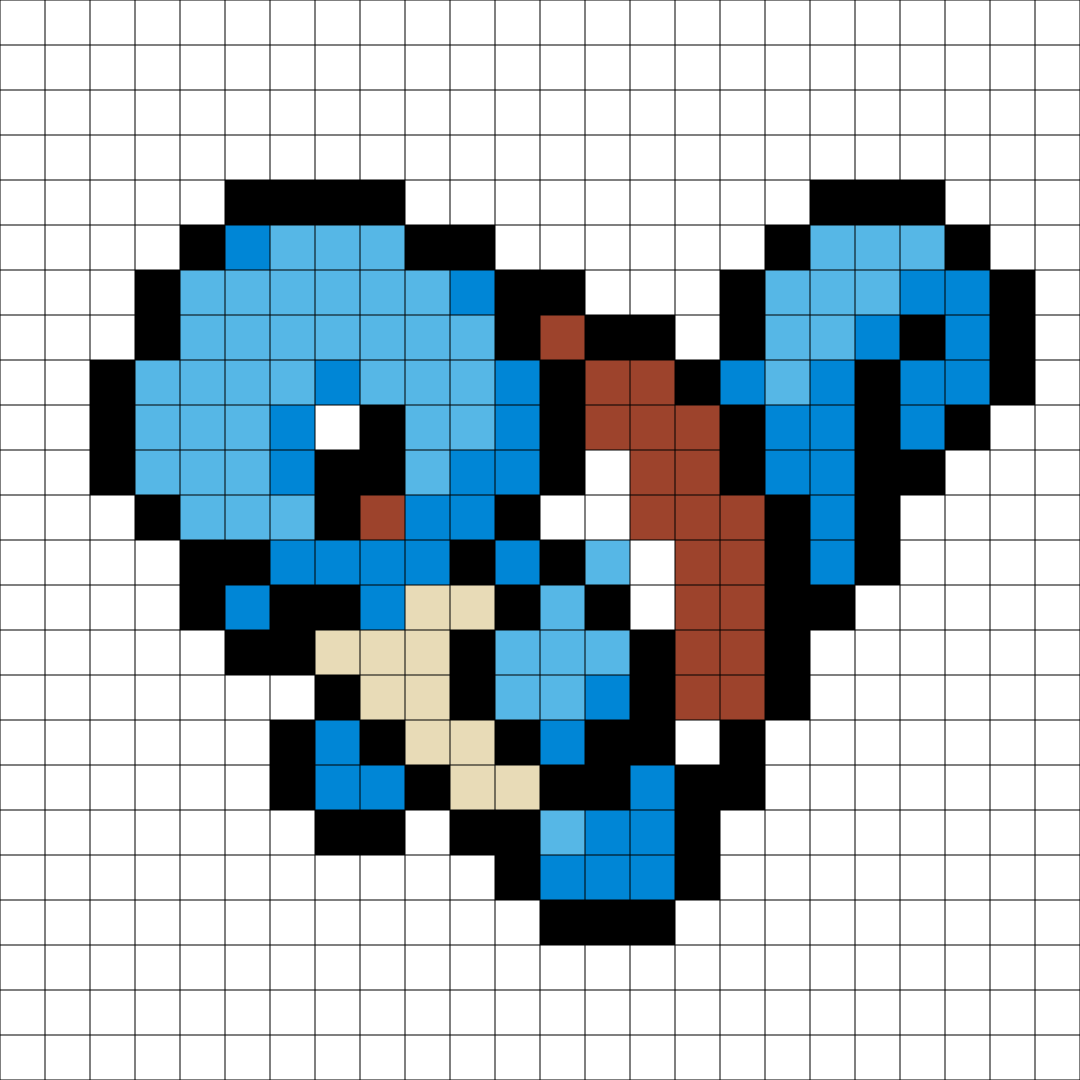 Squirtle Pixel Art Kit — Kit No. 7 build map